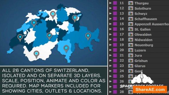Videohive Switzerland Map Kit
