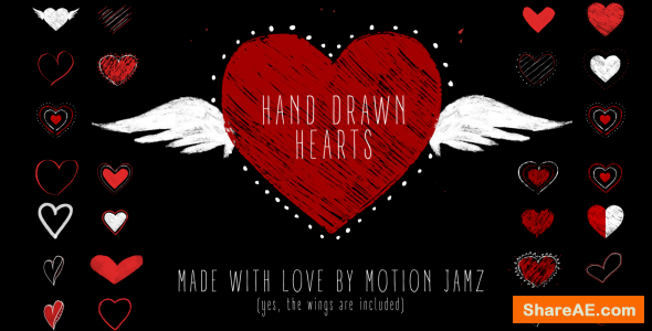 Videohive Hand Drawn Hearts