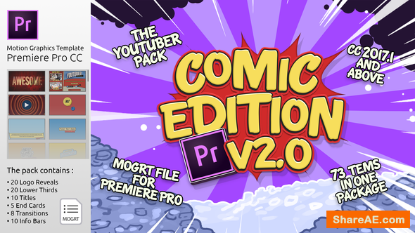 Videohive The YouTuber Pack - Comic Edition V2.0 | MOGRT