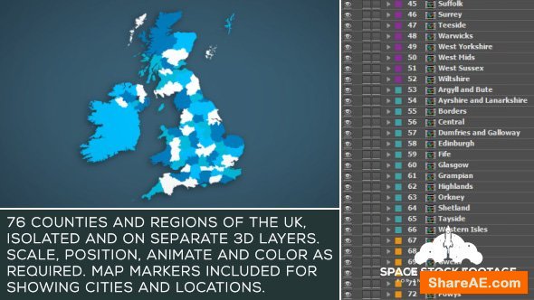 Videohive United Kingdom Map Kit