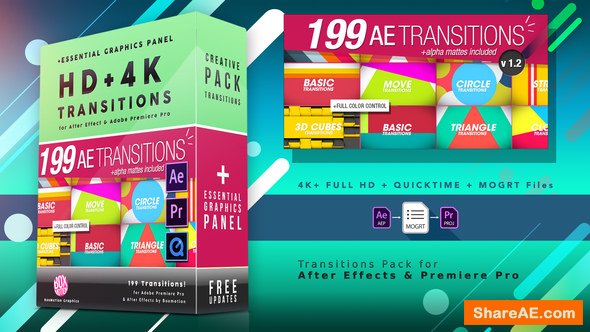 Videohive 199 Transitions Pack v1.2 - After Effects Project