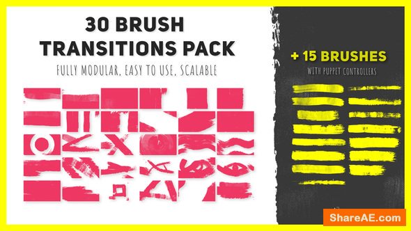 Videohive 30 Brush Transitions Pack