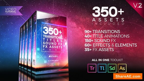 Videohive 350+ Pack: Transitions, Titles, Sound FX