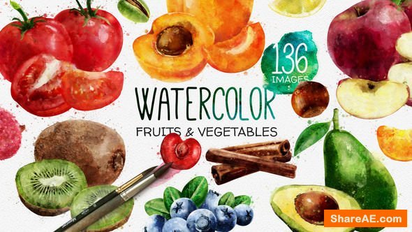 Videohive Watercolor Fruits And Vegetables