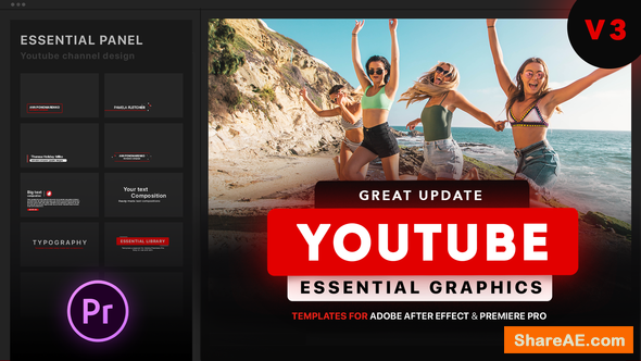 Videohive Youtube Essential Library | MOGRT - Premiere Pro