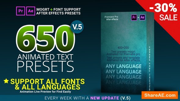 Videohive 650 Text Presets for Premiere Pro mogrt & After effects Videohive 650 Text Presets for Premiere Pro mogrt & After effects