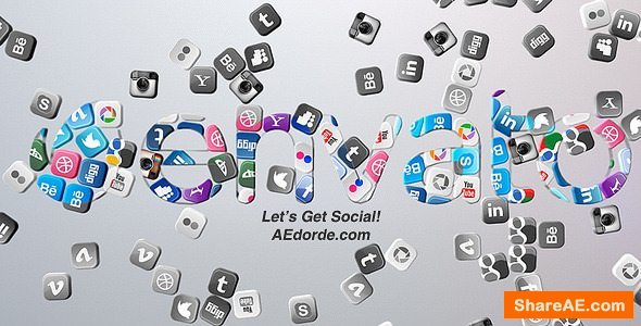 Videohive Falling Social Icons - Logo reveal