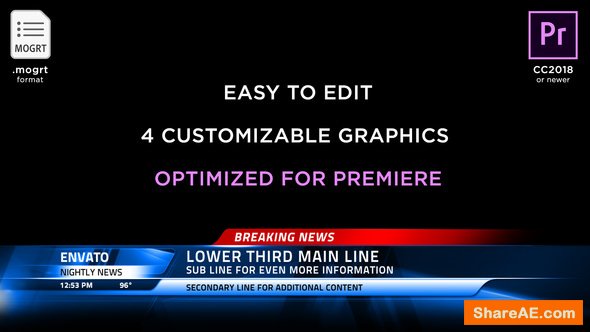 Videohive Broadcast News Lower Thirds | MOGRT - Premiere Pro