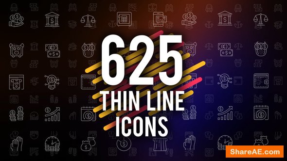 Videohive 625 Thin Line Icons