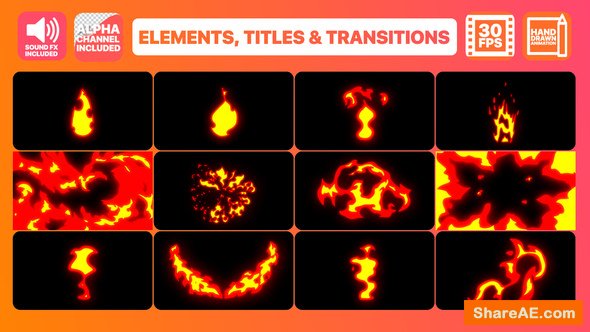 Videohive Fire Elements Titles And Transitions