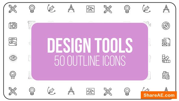 Videohive Design Tools - 50 Thin Line Icons