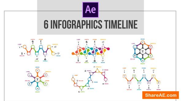 Videohive 6 Infographics Timeline