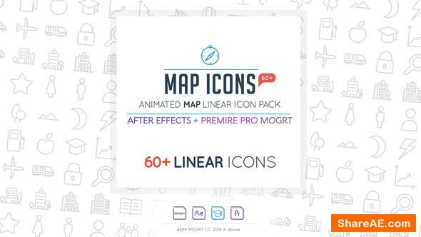 Videohive Map Linear Icon Pack - PREMIERE PRO