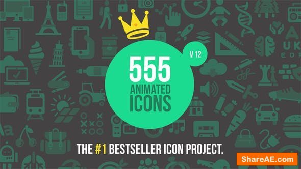555 Animated Icons Version 12 - After Effects Project (Videohive)