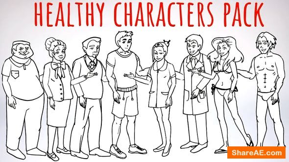 Videohive Healhty Lifestyle - Sport, Fitness, Medicine Characters - Doodle Whiteboard Animation