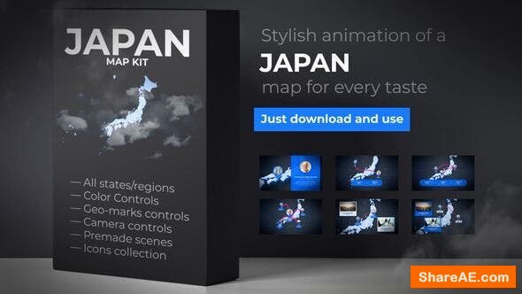 Videohive Japan Map Animation - Japanese Map Kit