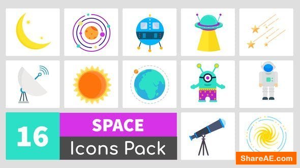 Videohive 16 Animated Space Icons Pack