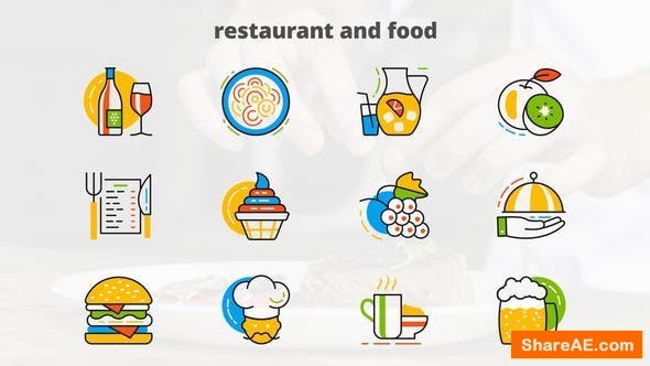 Videohive Restaurant And Food - Flat Animated Icons