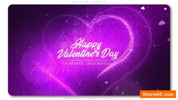 Videohive Shining Hearts Romantic Logo Reveal