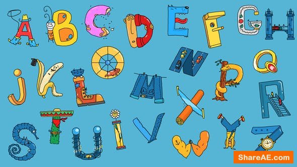 Videohive Cartoon Alphabet - Motion Graphics