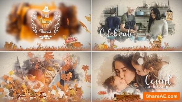 Videohive Thanksgiving Watercolored Slideshow