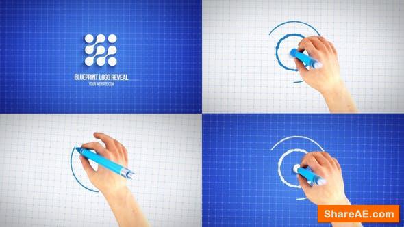 Videohive Hand Drawing Blueprint Logo Reveal