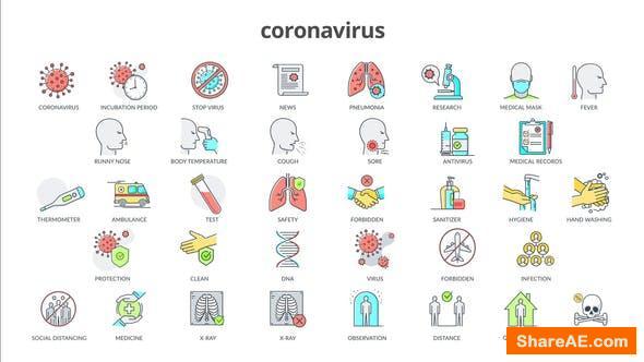 Videohive Coronavirus - 36 Flat Animation Icons