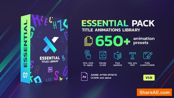 Videohive TypeX - Essential Pack: Title Animation Presets Library
