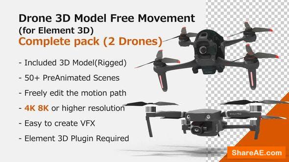 Videohive Drone 3D Model Free Movement Complete Pack 35216524