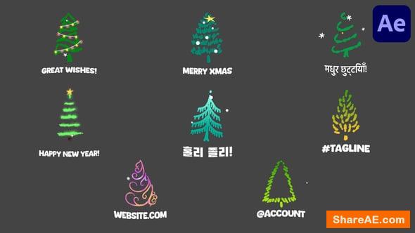 Videohive Cartoon Christmas Trees Animations Icons And Titles For After 